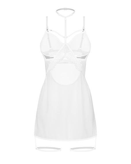 Сорочка Obsessive ARROWEL CHEMISE & thong Білий S/M | Зображення 5