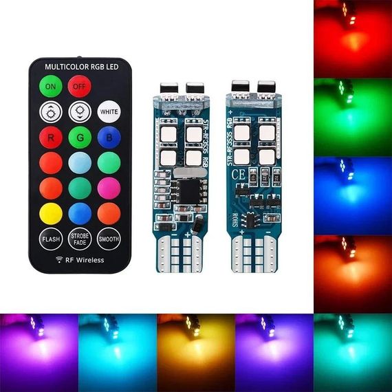 Комплект світлодіодних ламп TBS T10-3528-10RGB з пультом ДК | Зображення 2