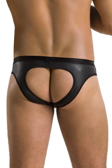 Мужские слипы с вырезами Passion 041 SLIP JOE S/M Black, экокожа, открытые ягодицы sexstyle | Зображення 1