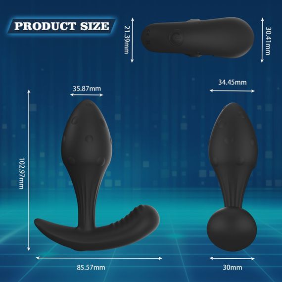 Массажёр простаты Every Night Toys Miah с дистанционным управлением, синий, 10 режимов вибрации Sex Aura | Зображення 3