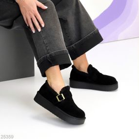 Чорні замшеві уги автоледі на потовщеній підошві 37