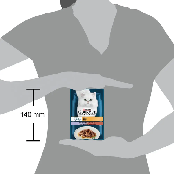 Вологий корм пауч Purina GOURMET Perle duo pouch для дорослих котів, телятина і качка, 85г | Зображення 2