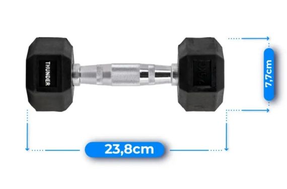 Гантель шестигранна Thunder 2,5 кг (HEXAGONAL-DUMBBELLS-2,5KG) | Зображення 1