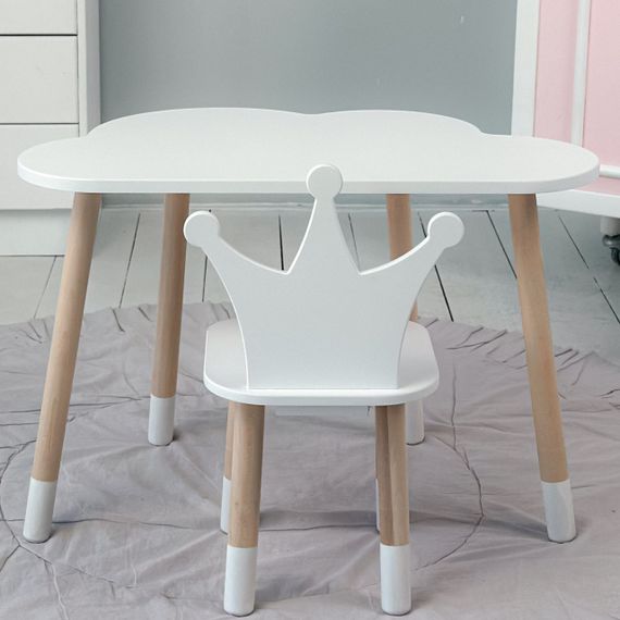 Стіл хмарка і стільчик дитячий  біла корона. Столик для занять, ігор, їжі | Зображення 4