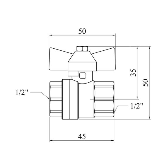 Кран кульовий для газу Valves 1/2" ВВ PN30 жовтий метелик, нікельований | Зображення 1