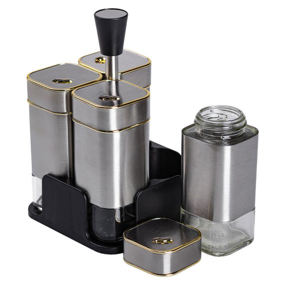 Набор емкостей для специй 4 шт на подставке 120 мл Хром HP-1318 | Зображення 4
