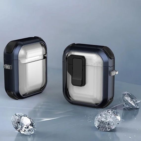 Футляр противоударный Locking Button для наушников Airpods 1/2 Blue | Зображення 2