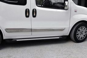 Боковые пороги Allmond Grey (2 шт, алюминий) Макси база для Fiat Doblo III 2010-2022 гг