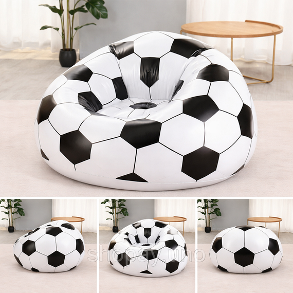 Надувное кресло-пуф Inflatable Sofa / Надувное кресло-мешок 110×110×85 см Черно-белый | Зображення 1