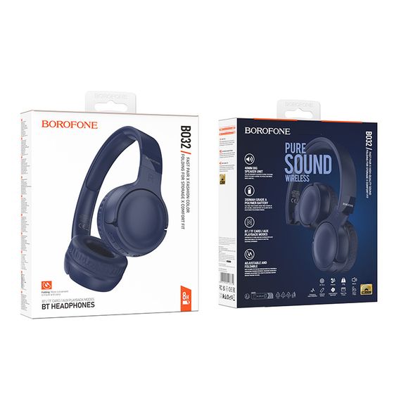 Накладні бездротові навушники BOROFONE BO32 Show Blue | Зображення 1