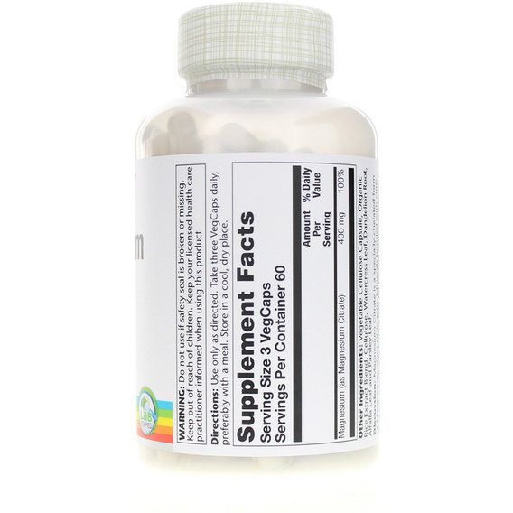 Микроэлемент Магний Solaray Magnesium Citrate 400 mg 180 Veg Caps | Зображення 1