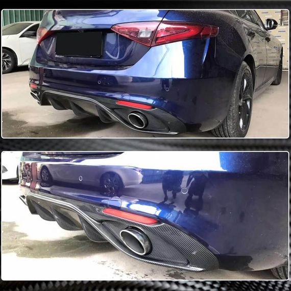 Дифузор заднього бампера з насадками V2 (для Base, Карбон) для Alfa Romeo Giulia 2016-2022 рр | Зображення 4