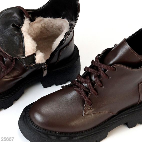 Дизайнерські асиметричні зимові черевики натуральна шкіра колір Шоколад | Зображення 7