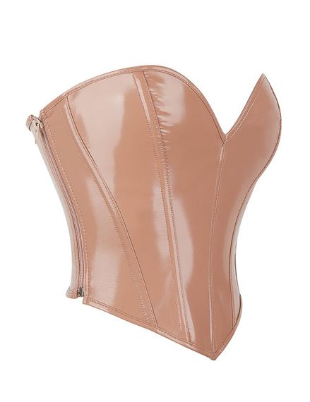 Корсет Star Night з лакованої шкіри, на шнурівці, бежевий, M (без коробки) Sex Aura | Зображення 8