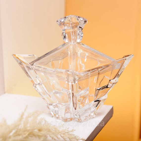 Сахарница с крышкой 10×10×12 см ваза сахарница квадратная стеклянная HP-4-118 | Зображення 4