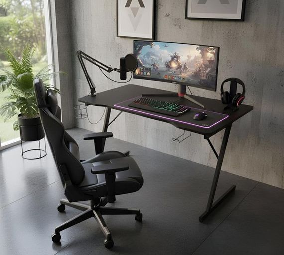 Геймерський ігровий комп'ютерний стіл 100 см Bonro B-07 чорний | Зображення 5