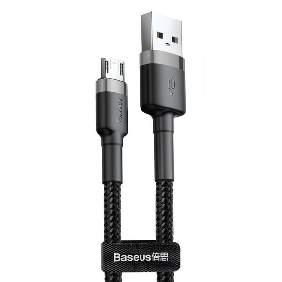 Дата кабель Baseus Cafule MicroUSB Cable 1.5A (2m) (CAMKLF-C) Сірий / Чорний