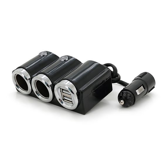 АЗУ разветвитель Olesson 1502.12V-3x12V + 2*USB,Black,Blister