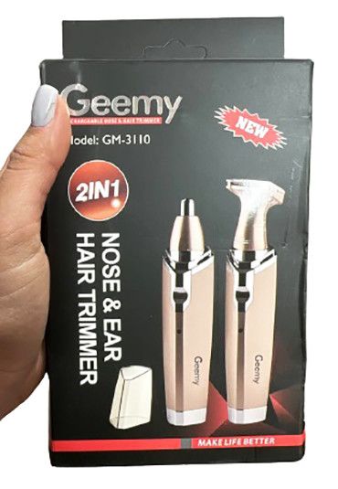 Аккумуляторный триммер Geemy GM-3110 2в1 для стрижки волос носа ушей Черный | Зображення 7