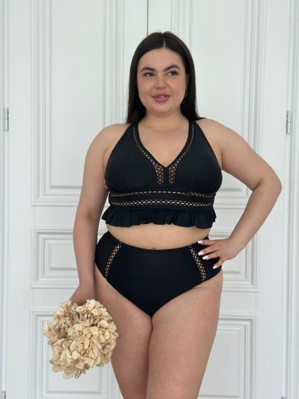 Роздільний купальник PLUS SIZE з рюшами чорний | Зображення 8