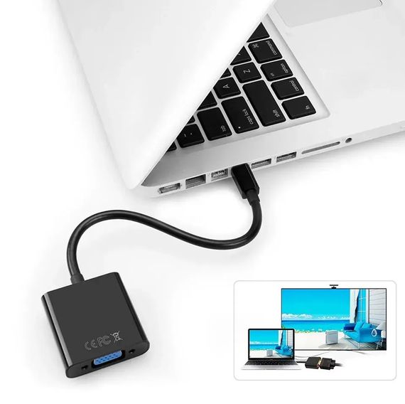 Адаптер-перетворювач Mini Display Port (Thunderbolt) - VGA - (чорний) | Зображення 4
