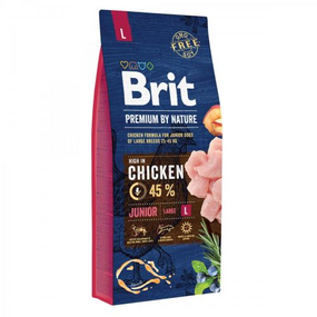 Сухой корм Brit Premium для щенков и юниоров собак крупных пород весом от 25 до 45 кг с курицей 15 кг