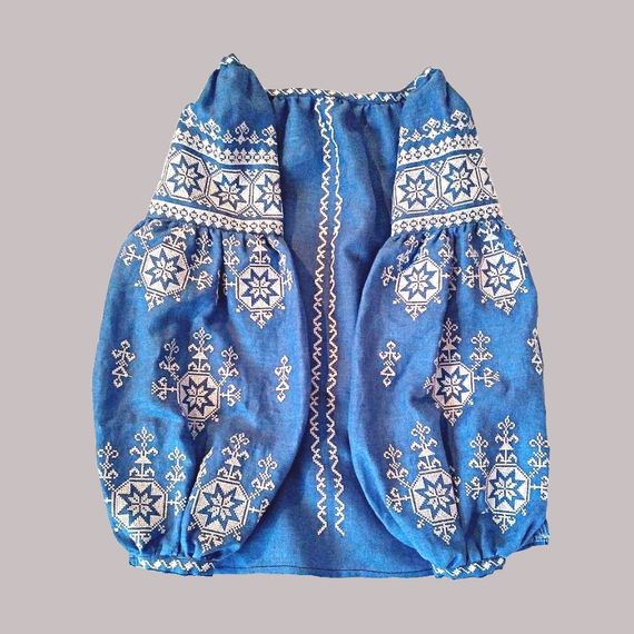 Рубашка Украинская вышиванка 20199805 цвет синий размер M/L