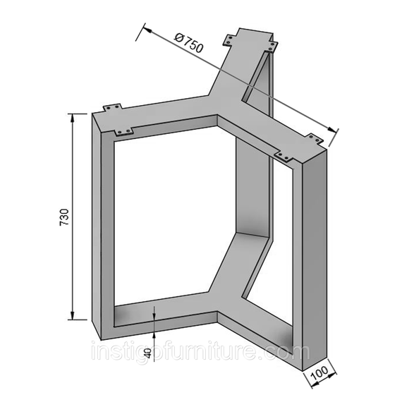 Підстілля каркас для столу з металу Ø=750mm, H=730mm Сірий | Зображення 2