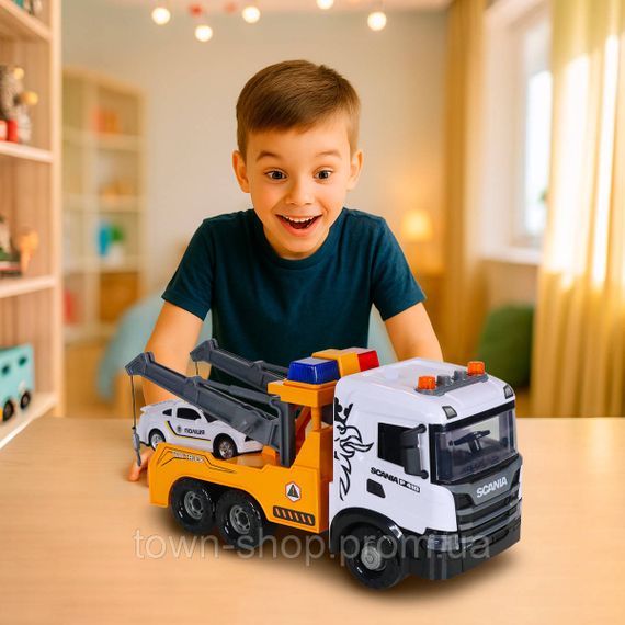 Игровой набор серии Mid Truck – Эвакуатор Scania с машиной полиции (свет, звук) | Зображення 2
