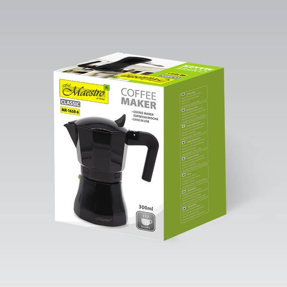 Кофеварка гейзерная Maestro MR-1658-6 300 мл 6 чашек черная | Зображення 4