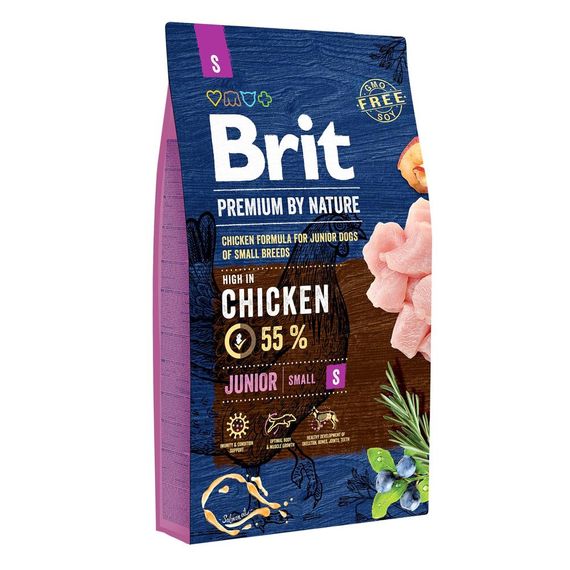 Корм Brit Premium Dog Junior S сухий з куркою для цуценят та молодих собак дрібних порід 8 кг