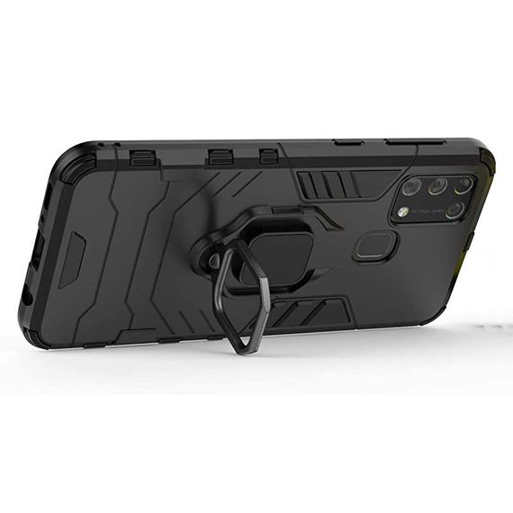 Ударостійкий чохол Transformer Ring for Magnet для Samsung Galaxy M30s / M21 Black | Зображення 1