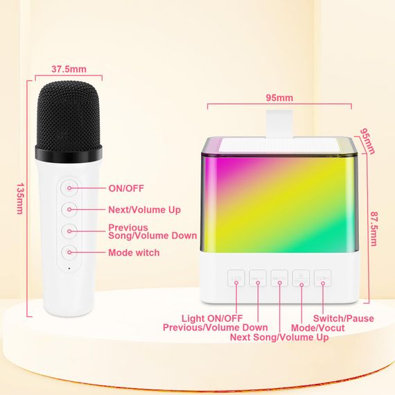 Мини-детское караоке с RGB-подсветкой K18 ∙ Bluetooth-колонка K18 с 2 микрофонами | Зображення 4