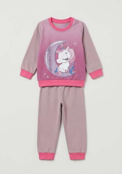 Дитяча тепла піжама для дівчинки Unicorn 86 см Бузкова (25100415)