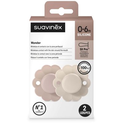 Пустышка Suavinex Wonder фізіологічна 2 шт, 0-6 місяців, світло-рожева та нюдова (308400) | Зображення 5