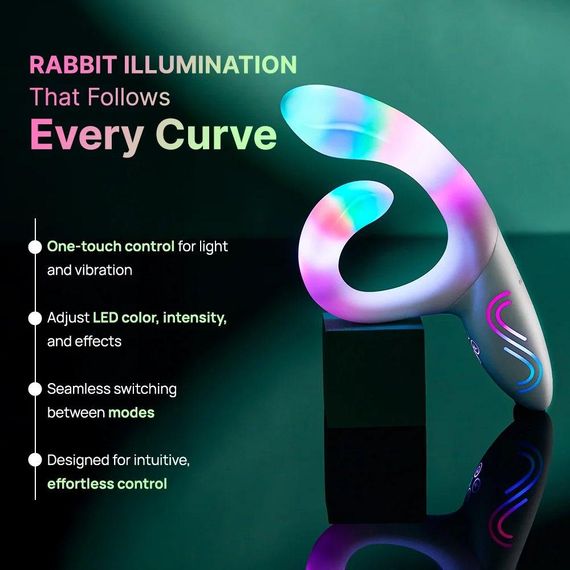 Вібратор-кролик із RGB-підсвічуванням та додатком Paradise Illumination The Rabbit, білий, 21,6 см × 3,8 см Sex Aura | Зображення 3