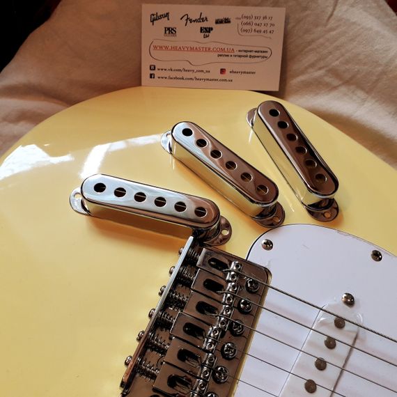 Металеві кришки синглів SSS для електрогітари Fender Stratocaster Ibanes Shur LTD ESP хромові | Зображення 7