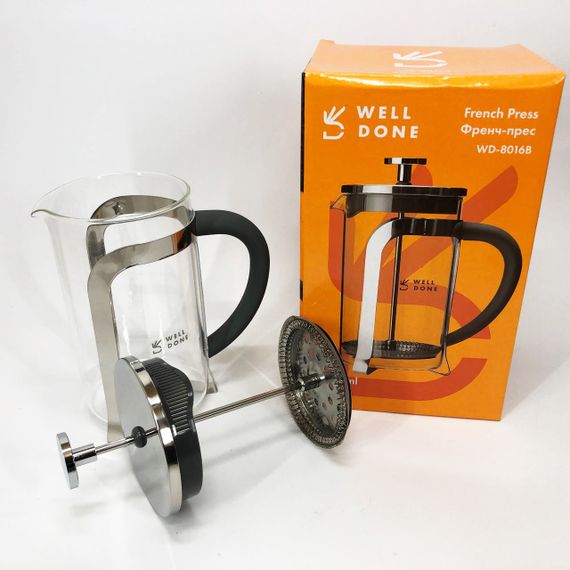 Френч прес Well Done WD-8016B з ручкою soft-touch 600 мл, Френч прес скляний на кухню | Зображення 7