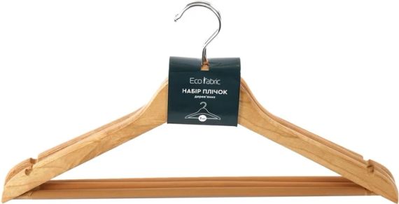 Набір дерев'яних вішалок для одягу Eco Fabric (Еко Фабрик) 44.5 см, 3 шт (EF-03NPT) | Зображення 2