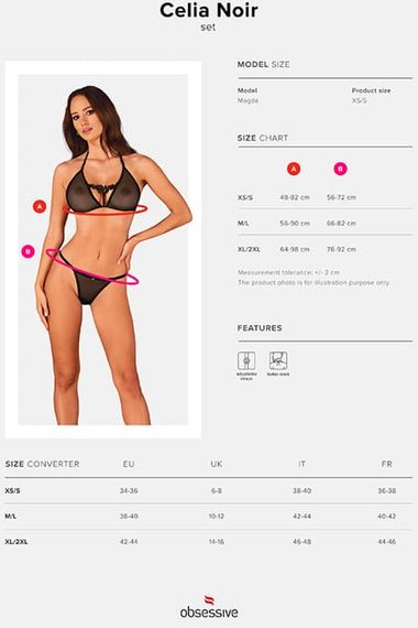 Комплект Obsessive Celia Noir set Черный XL/2XL | Зображення 6