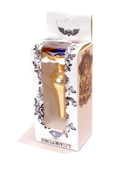 Анальна пробка - Jewellery Gold Long Plug Dark Blue Sex Aura | Зображення 8