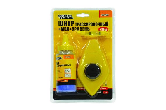 Набор 3-в-1 Mastertool - шнур отбивочный, мел и шнуровый уровень (30-0641) | Зображення 1