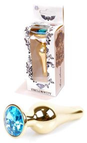 Анальная пробка Boss Series - Jewellery Gold BUTT PLUG Light Blue, BS6400067 Sex Aura
