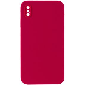 Чохол Silicone Case Square Full Camera Protective (AA) NOLOGO для Apple iPhone XS Max (6.5") Червоний / Rose Red