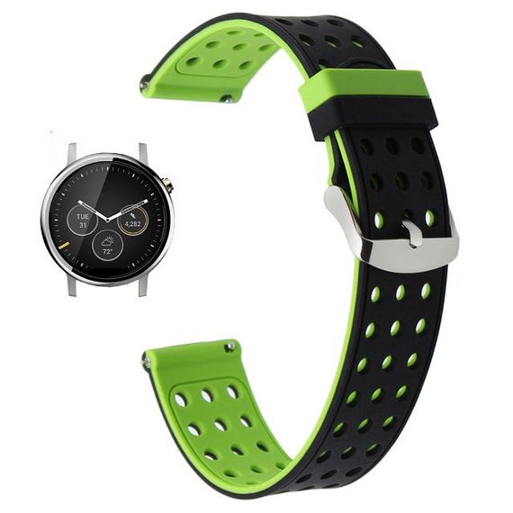 Подвійний ремінець з перфорацією Primo для годинника Motorola Moto 360 2nd gen (42 mm) - Black&Green