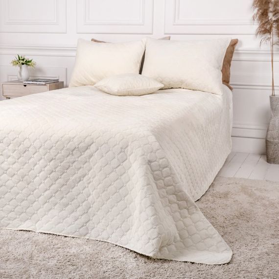 Покрывало двуспальное ТЕП Velour Ромб круглый 4-00516-22467 180х240 см молочное