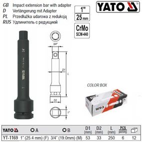 Удлинитель YATO Польша подовжувач перехідник 1"-3/4" l=250 мм YT-1169