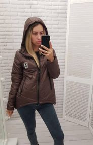 Жіноча демісезонна куртка з емблемою, арт.210/7, шоколад