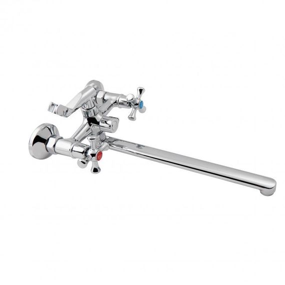 Смеситель для ванны Lidz Lamb 140 с поворотным изливом двухвентильный (c душевым гарнитуром) LDLAM140CRM22144 Chrome | Зображення 2