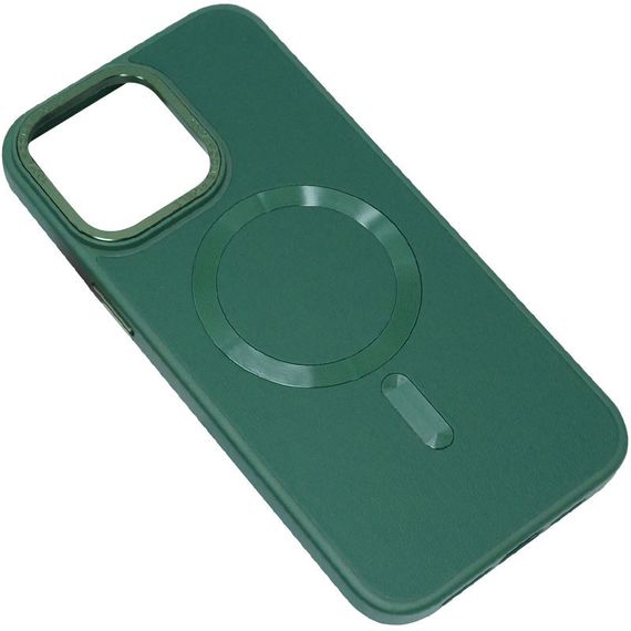 Шкіряний чохол Bonbon Leather Metal Style with MagSafe для Apple iPhone 12 Pro Max (6.7") Зелений/Pine green | Зображення 4